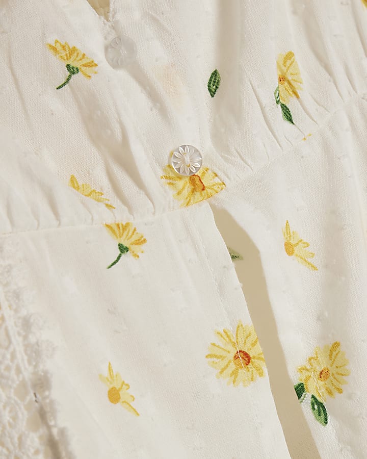 Yellow Sunflower Frill Cami Top Pyjamas Set