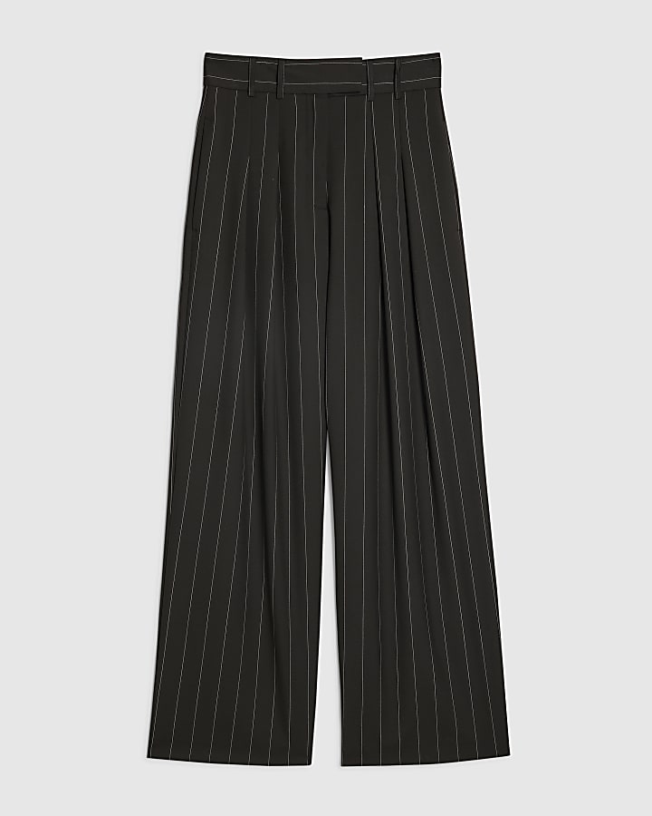 Black Pinstripe Wide Leg Trousers