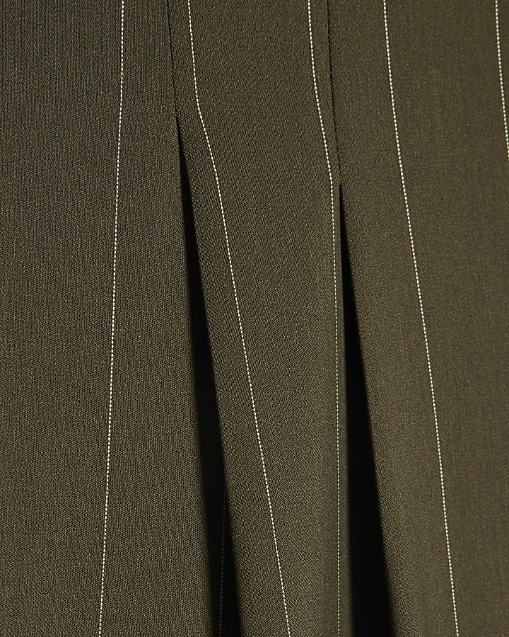 Green pinstripe wide leg trousers