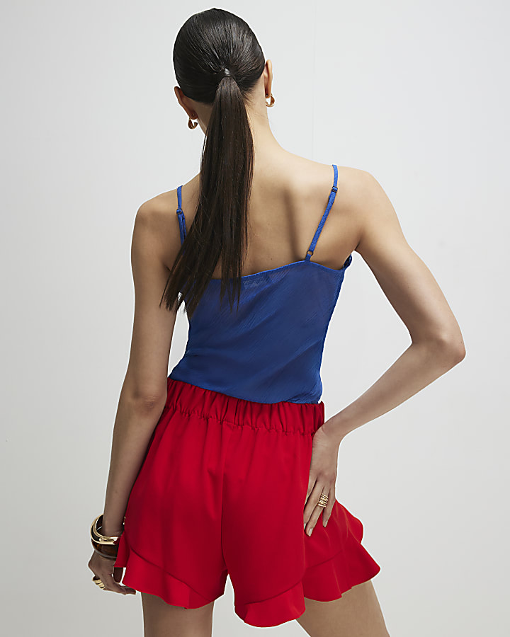 Red Layered Frill Shorts