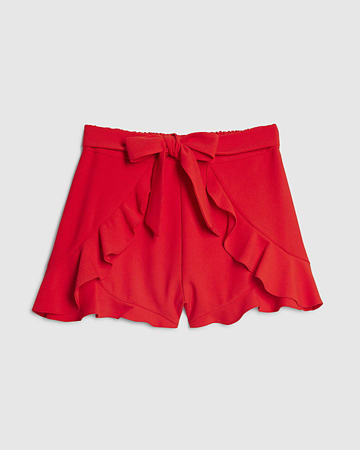 Red Layered Frill Shorts