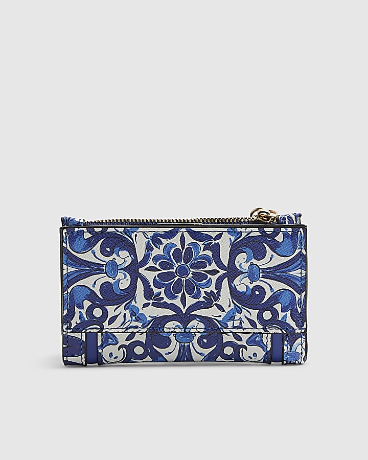 Blue Tile Print Mini Purse
