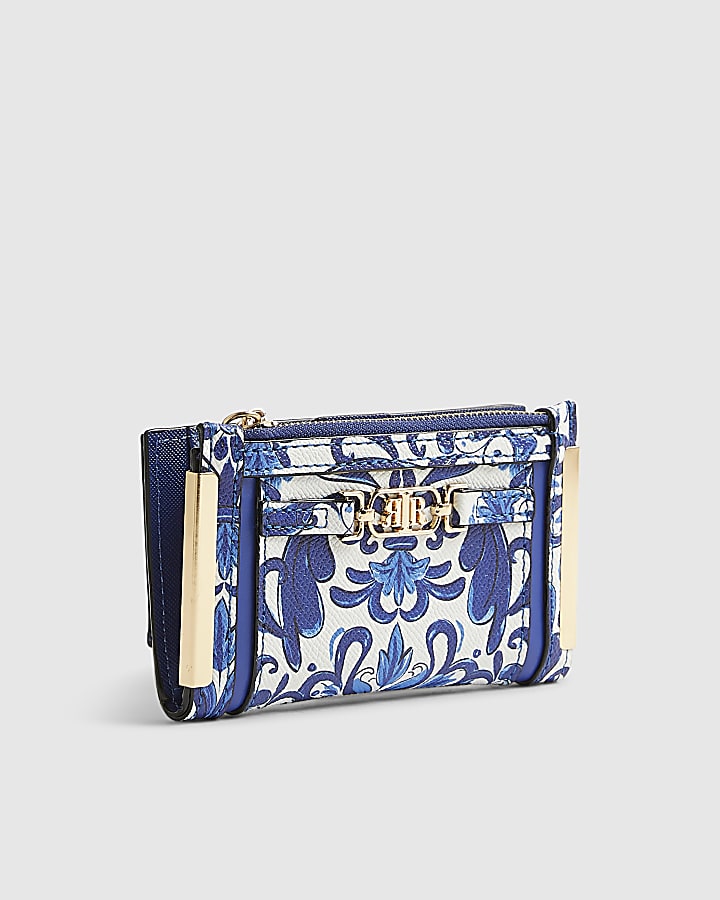 Blue Tile Print Mini Purse