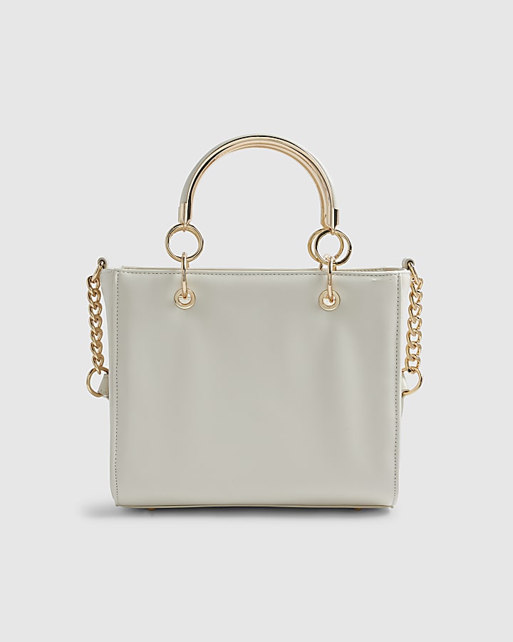 Cream Floral Applique Tote Bag