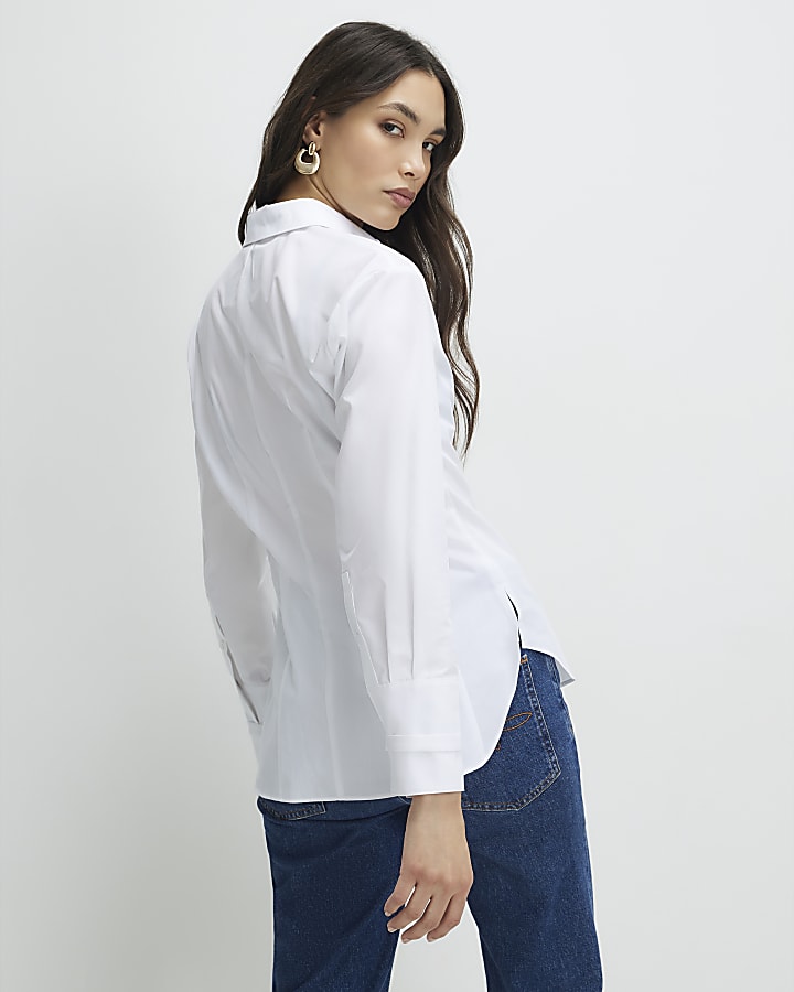 White Long Sleeve Fitted Shirt