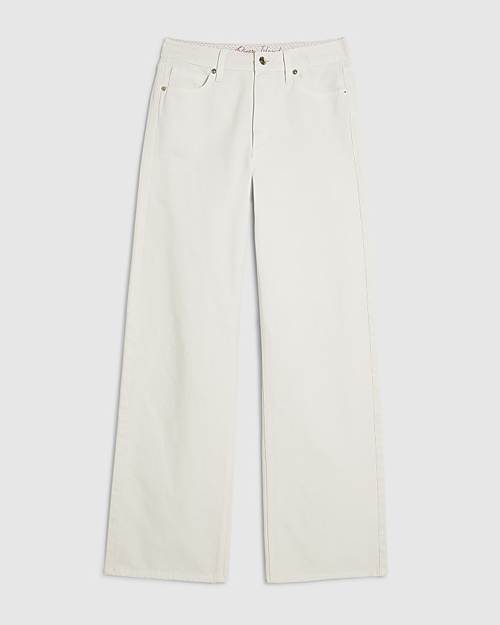 White High Waisted Relaxed Straight Jeans