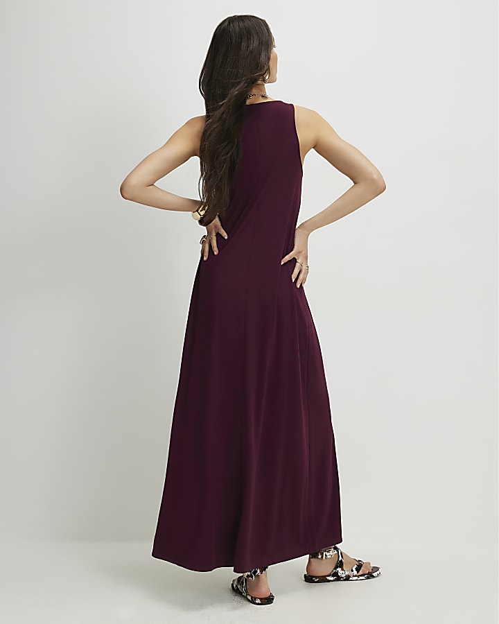 Red Sleeveless Modal Maxi Dress