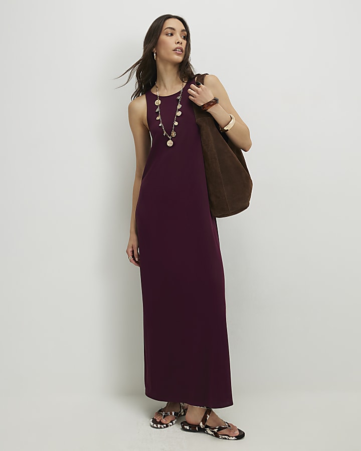Red Sleeveless Modal Maxi Dress