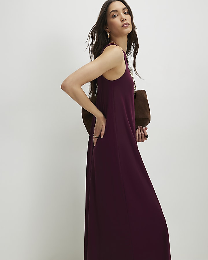 Red Sleeveless Modal Maxi Dress