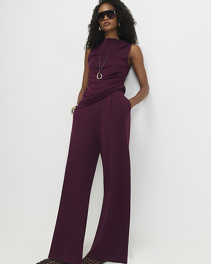 Red Wide Leg Trousers