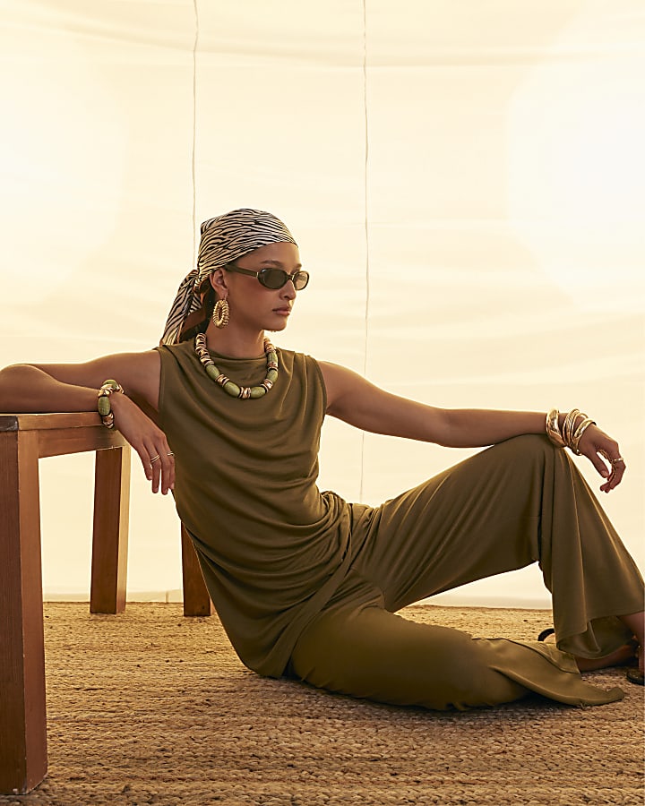 Green Wide Leg Trousers
