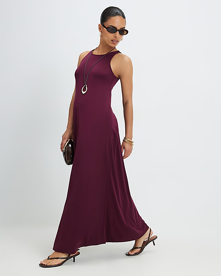 Petite Red Modal Sleeveless Maxi Dress