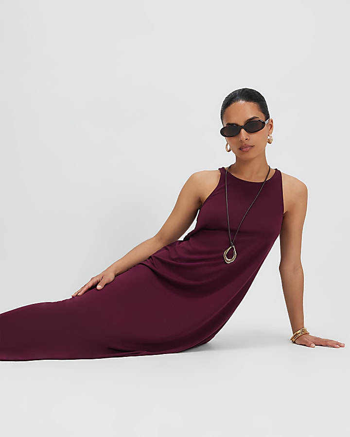 Petite Red Modal Sleeveless Maxi Dress