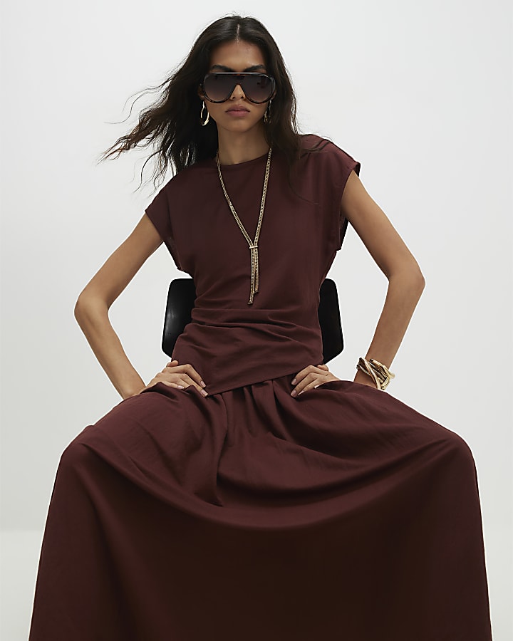 Brown Maxi Skirt
