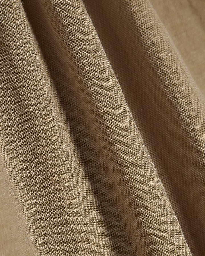 Khaki Sleeveless Bubble Hem Top
