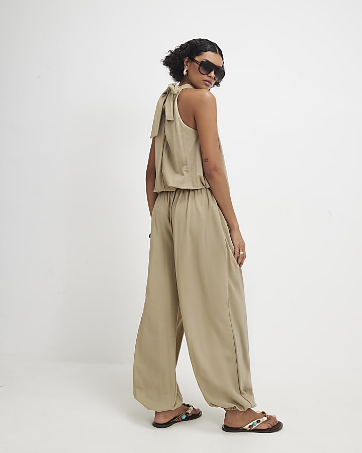 Khaki Balloon Leg Trousers