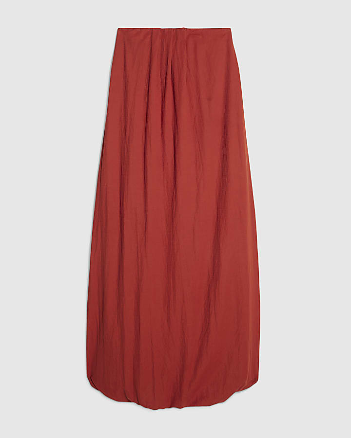 Orange Bandeau Bubble Hem Maxi Dress