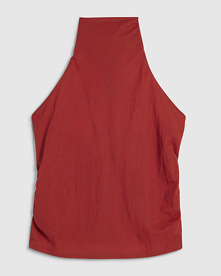 Petite Orange Halter Neck Top