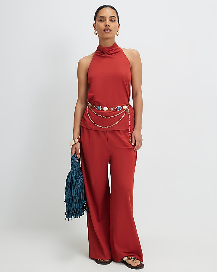 Petite Orange Halter Neck Top
