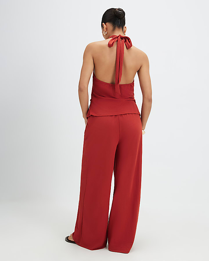 Petite Orange Wide Leg Trousers