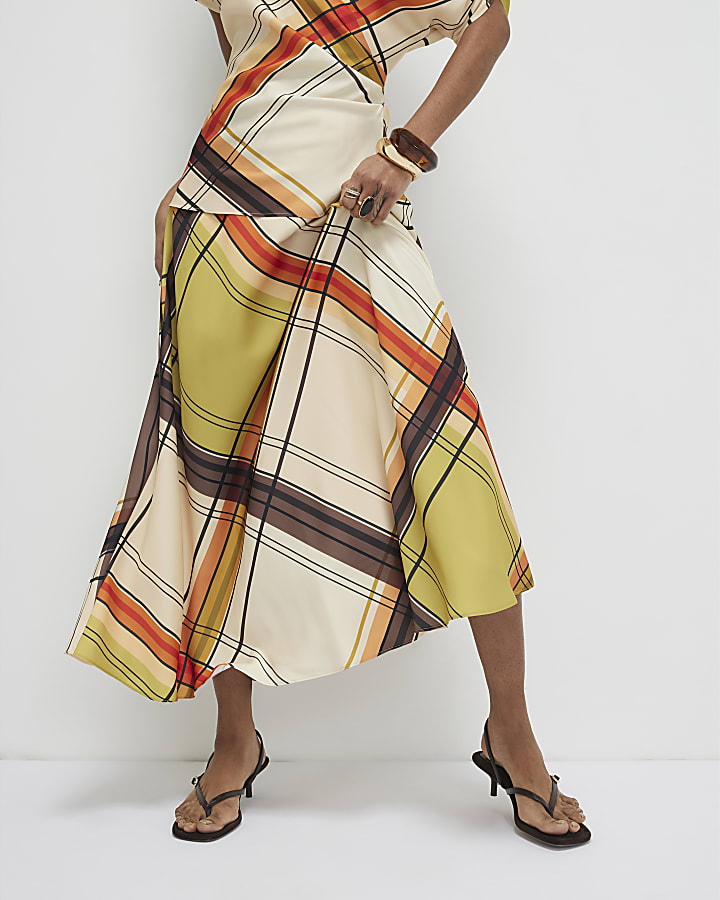 Green Check Maxi Skirt