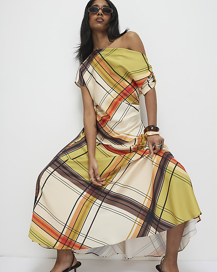 Green Check Maxi Skirt