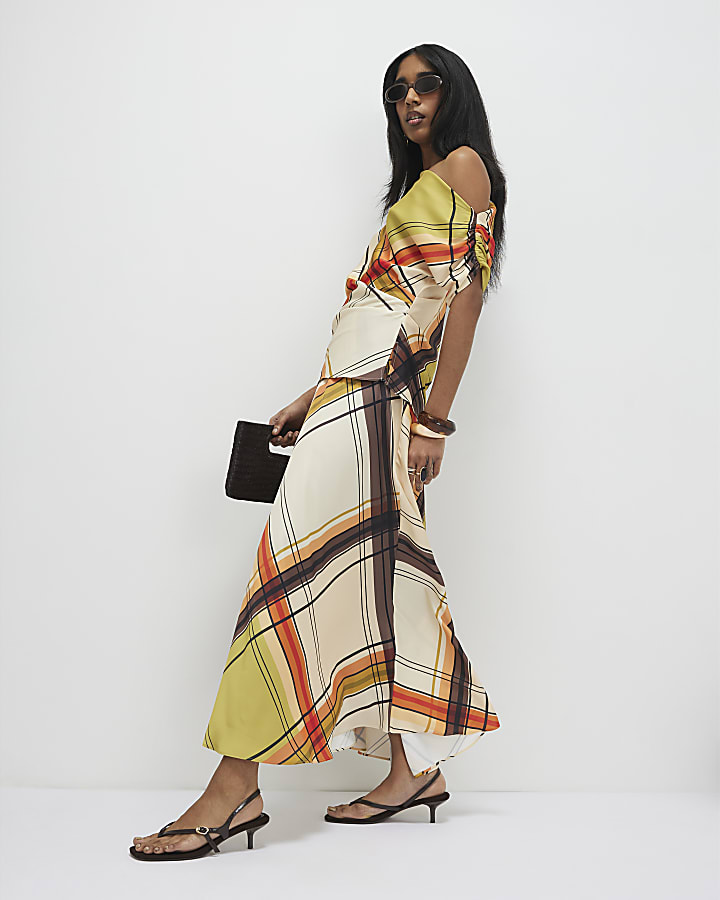 Green Check Maxi Skirt