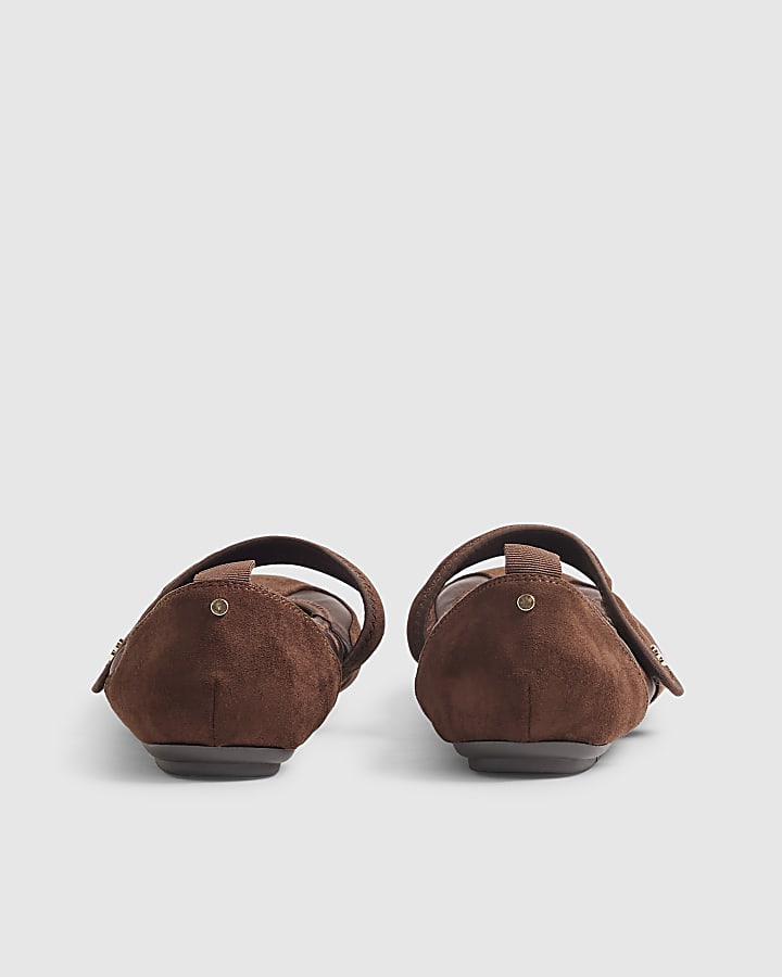 Brown Velcro Strap Sneakerina Ballet Pumps