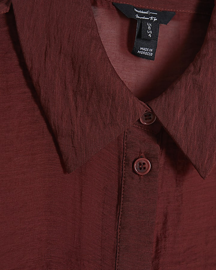 Red Oversized Long Sleeve Blouse