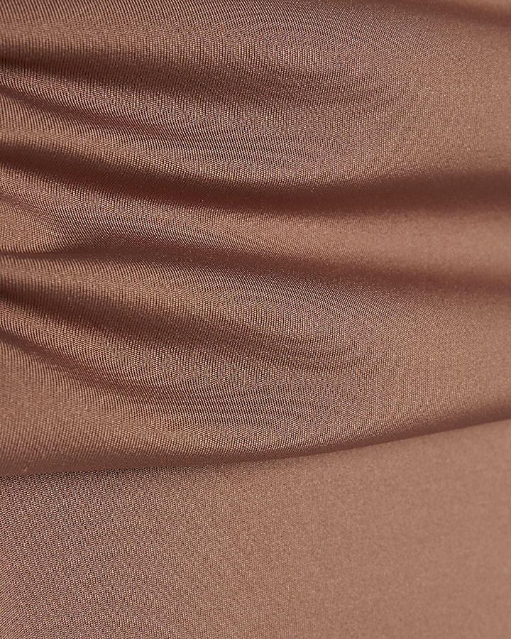 Brown Ruched Waistband Leggings