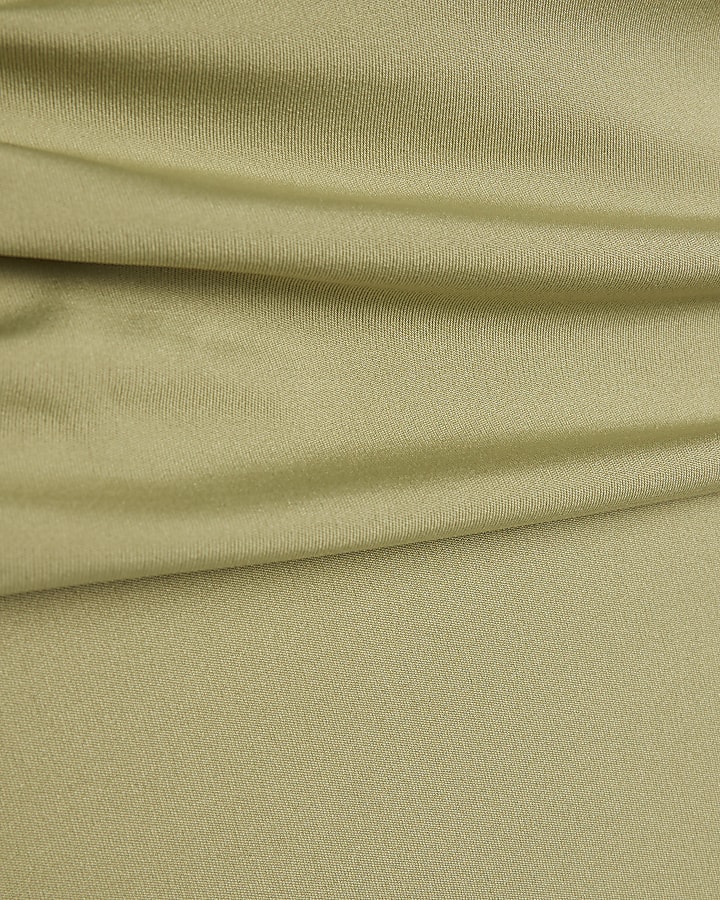 Green Ruched Waistband Leggings