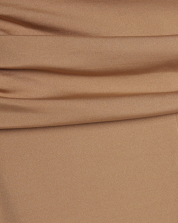 Beige Ruched Waistband Leggings