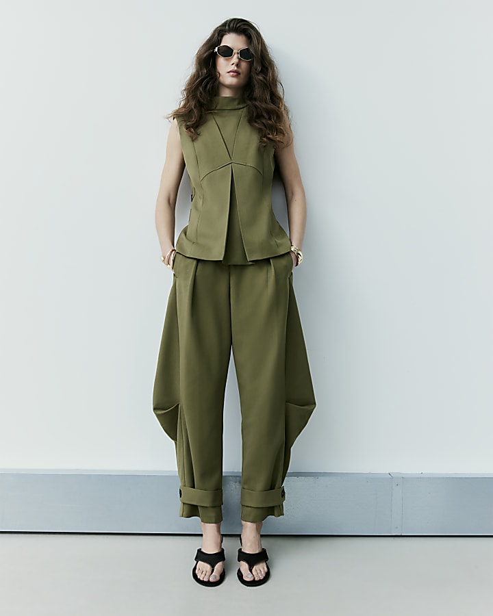 Green RI Studio Cuffed Tailored Trousers