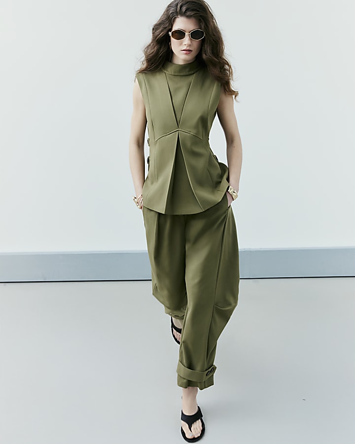 Green RI Studio High Neck Side Tab Top