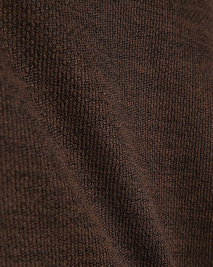 Brown Banded Hem Drape Top