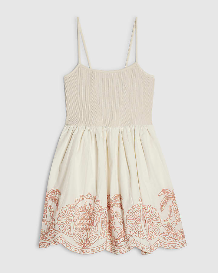 Petite Cream Cotton Cutwork Hem Mini Dress