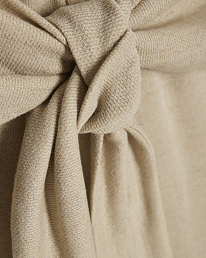 Beige Tie Waist Trousers