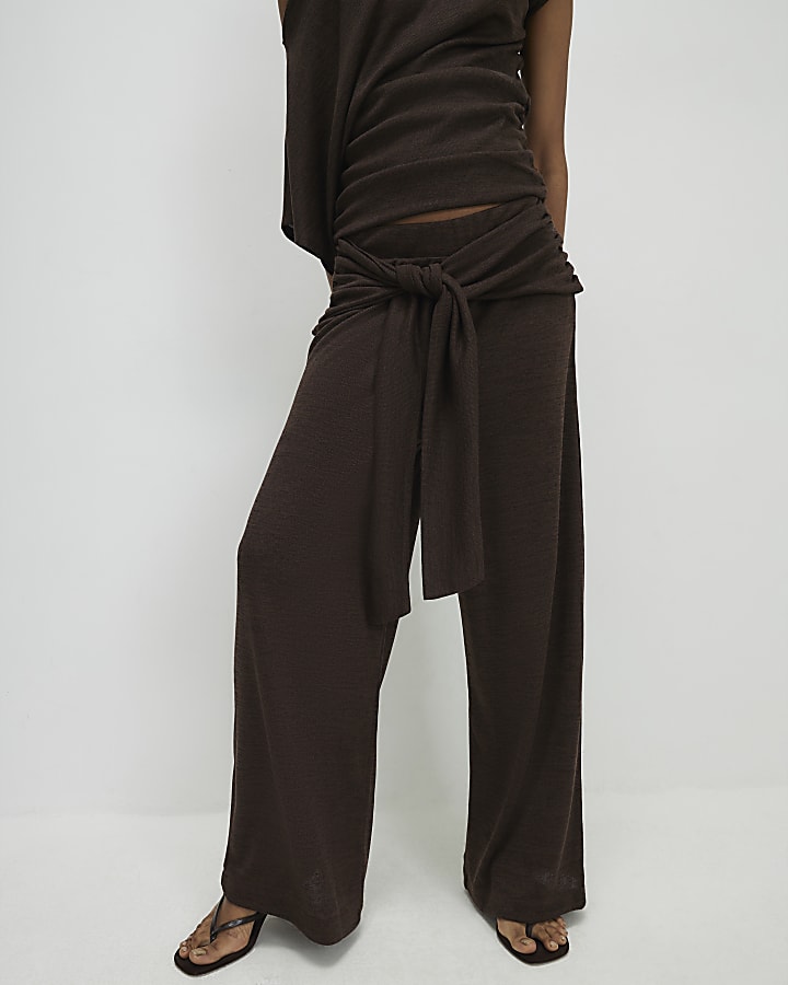 Brown Tie Waist Trousers