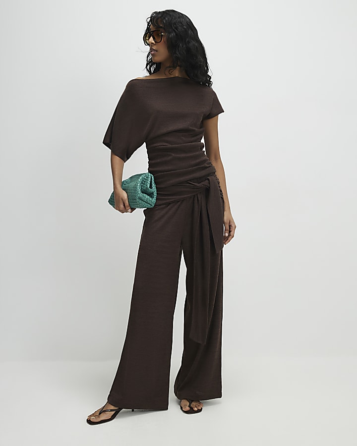 Brown Tie Waist Trousers