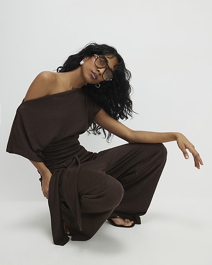 Brown Tie Waist Trousers