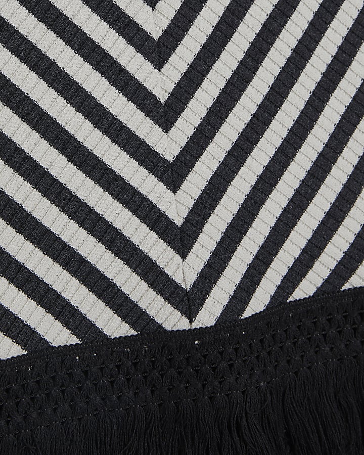 Cream Fringed Stripe Tank Top