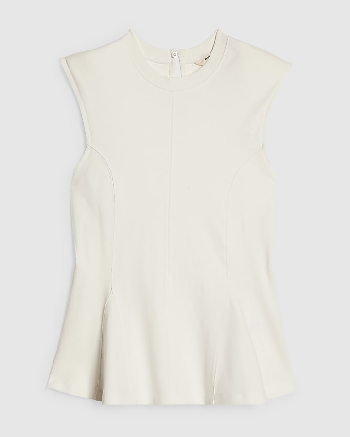 White Sleeveless Peplum Top