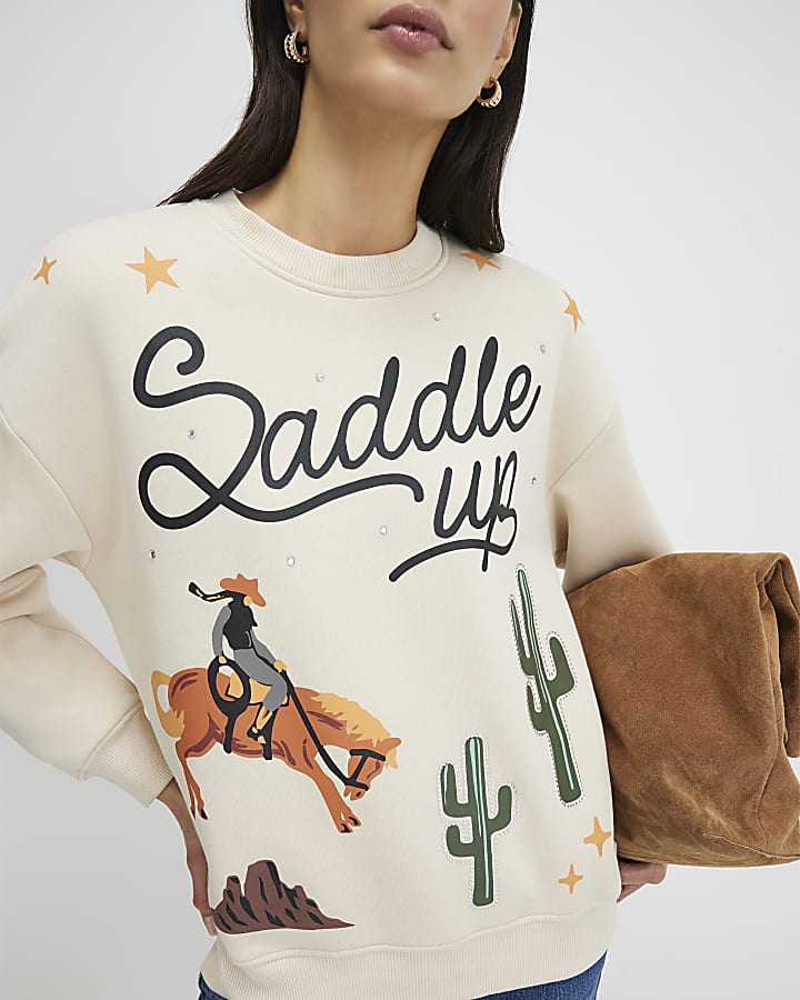 Beige Saddle Up Rodeo Sweatshirt