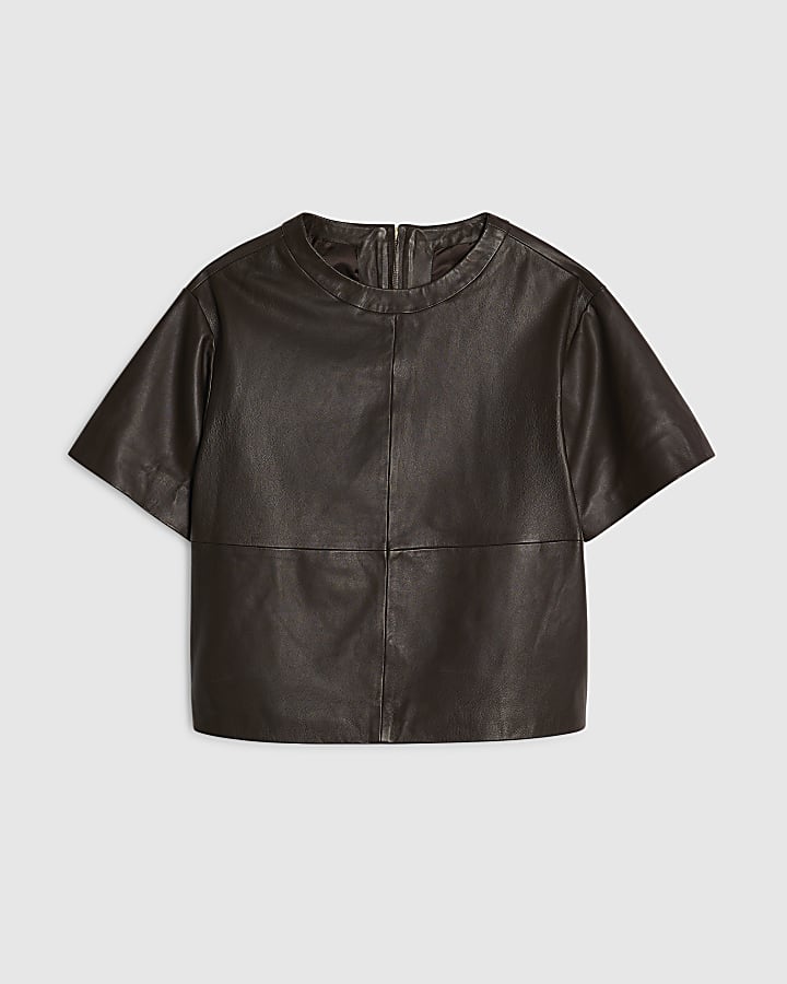 Brown Leather T-Shirt