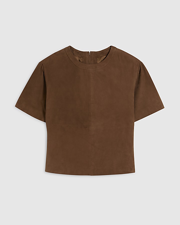 Beige Suede T-Shirt