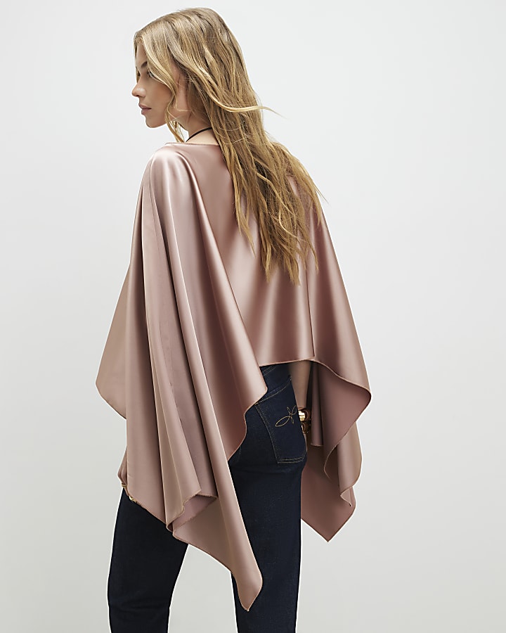 Pink Satin Waterfall Cape