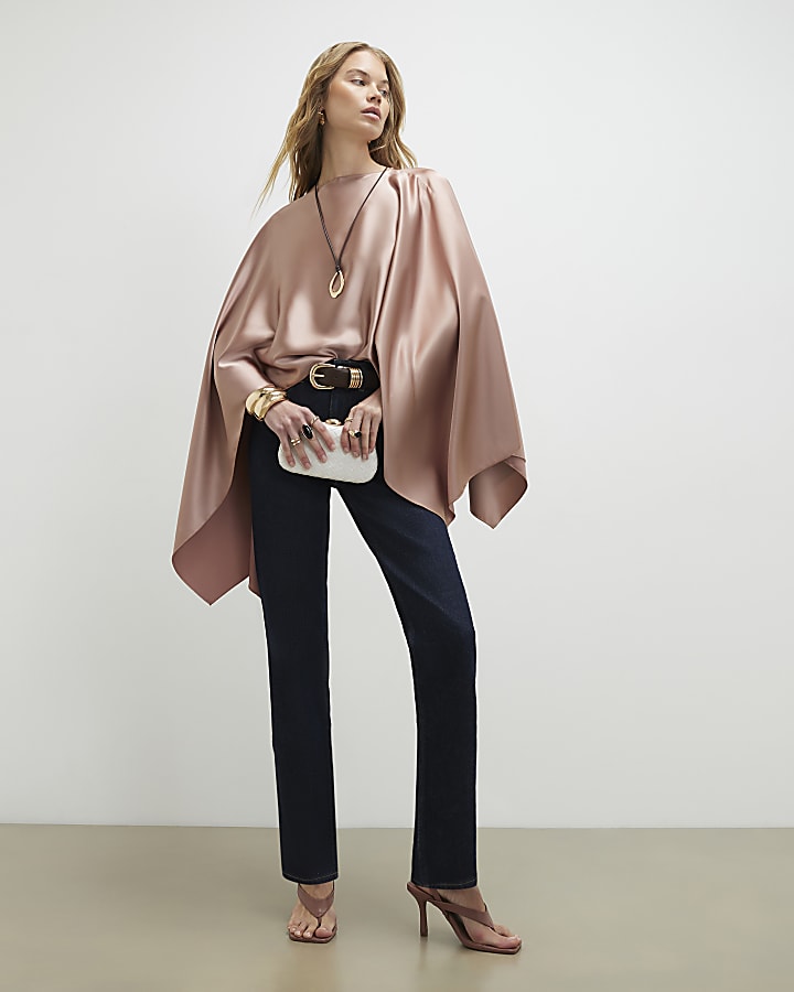 Pink Satin Waterfall Cape