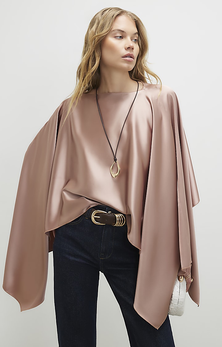 Pink Satin Waterfall Cape