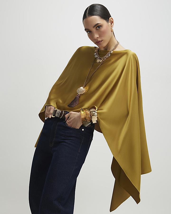 Green Satin Waterfall Cape