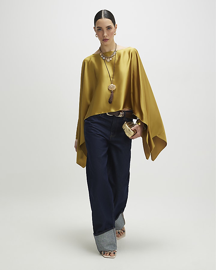 Green Satin Waterfall Cape